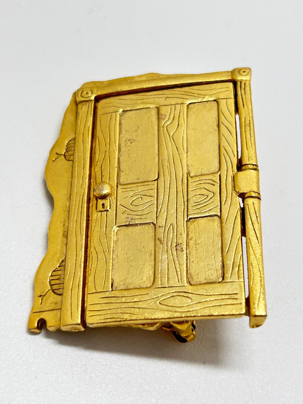 Vintage Gold Articulated Skeleton In Closet Brooch, Very Cool